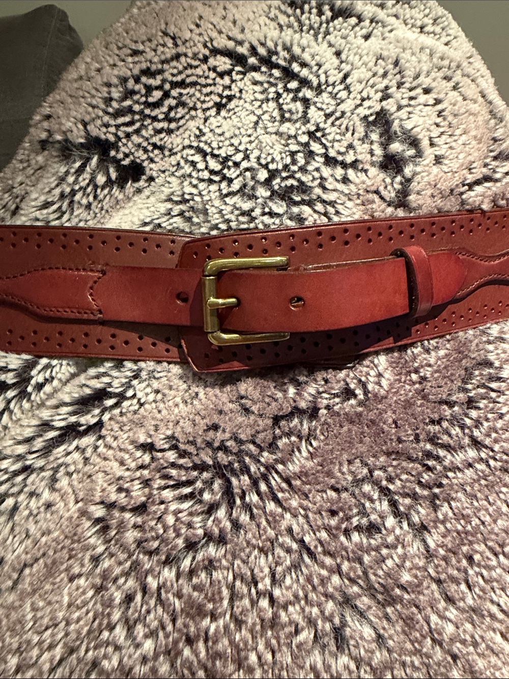 Womens thick brown leather Waist Belt with Brass Buckle Lauren Ralph Lauren NWOT